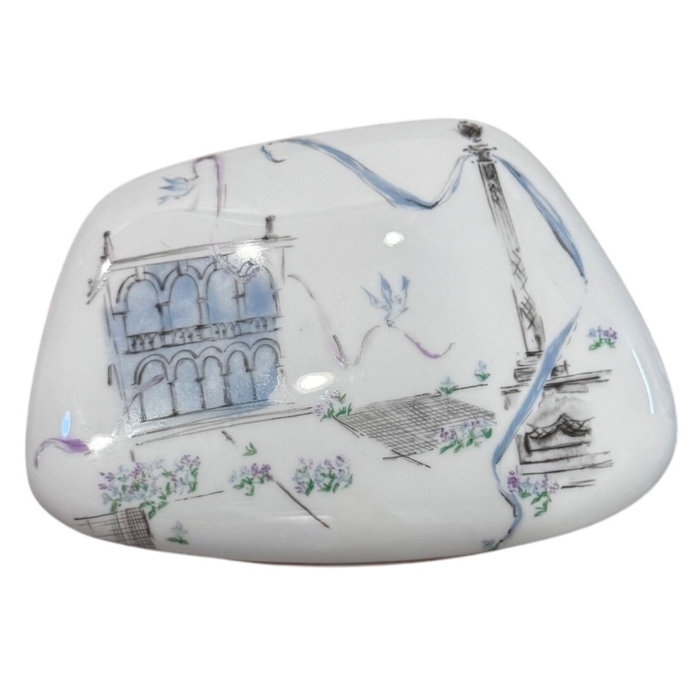 Rosenthal Germany Porcelain Cigarette Trinket Dish Jewelry Box Scenic 1960's